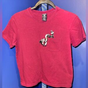 Warner Bros- Y2K Vintage Ladies Pepe Le Pew Burgundy T Shirt Size Medium